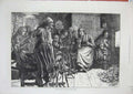 Old Antique Print 1871 Winter Evening Bavarian Tyrol Spinning Wheel Women 19th