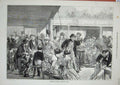 Original Old Antique Print 1873 Workmen'S Ball Berlin Germany Dancing Men Women