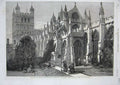 Original Old Antique Print Exeter Cathedral 1861 British Archaeological Society