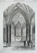 Old Antique Print Wells Cathedral Lady Chapel Restored Architecture 1856 19th
