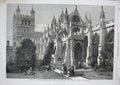 Old Antique Print 1861 Exter Cathedral British Archaelogical Association 19th