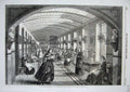 Original Old Antique Print 1860 Royal Hospital Bethlehem Gallery Women Patients