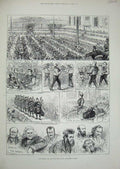 Original Old Antique Print 1888 Hot Dinner Aged Poor People St Barnardo'S Homes