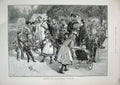 Original Old Antique Print 1890 Children Playing London Victoria Park Pushchair
