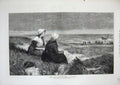 Original Old Antique Print 1874 Ship Wreck Tempest Storm Sea Women Beach Bource