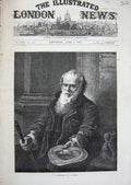 Original Old Antique Print 1873 Stammel Fine Art Man Mendicant Hat Portrait