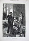 Original Old Antique Print 1883 Monastery Monks Painting Art Henley Fine Art