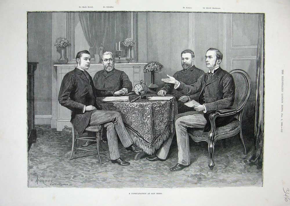 Old Antique Print Consultation San Remo Men Meeting Table Fine Art 1888 19th