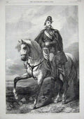 Old Antique Print 1855 Victor-Emmanuel King Sardinia Horse Desanges Art 19th