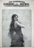 Original Old Antique Print 1894 Portrait Beautiful Woman Seraphine Bisson 19th