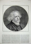 Original Old Antique Print 1882 Portrait Late Sir Henry Cole K.C.B Victorian