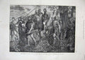 Original Old Antique Print 1882 Windsor Tapestry Men Kent Marching Army Har 19th