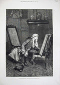 Old Antique Print 1877 Seymour Lucas Fine Art Man Gazing Painting Chair 19th