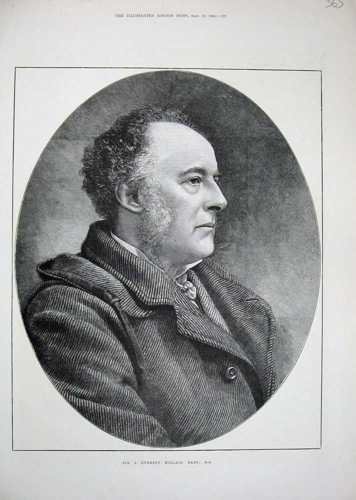 Original Old Antique Print Portrait Sir John Everett Millais Bart1885 Victorian