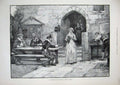 Original Old Antique Print 1891 Ballad Beggar Bethnal Green Lady Inn Hotel Men