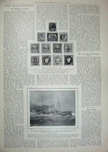 Old Antique Print 1903 Ship Suffolk Portsmouth Agamemnon Neptune Stamps 20th