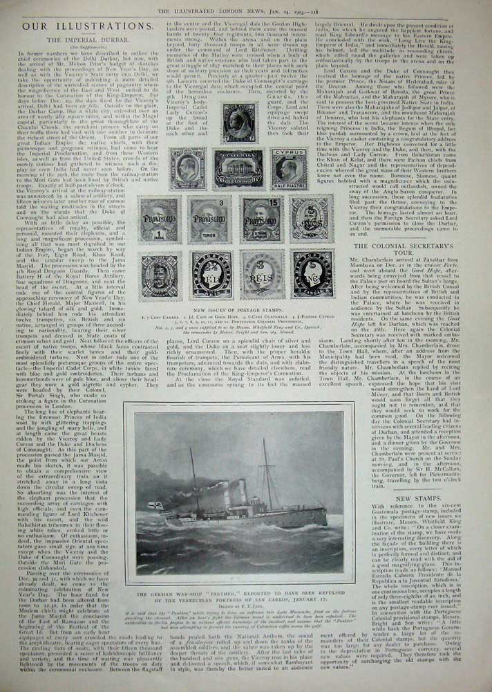 Old Antique Print 1903 Ship Suffolk Portsmouth Agamemnon Neptune Stamps 20th