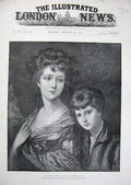 Original Old Antique Print 1891 Eliza Anne Linley Mrs Sheridan Brother Portrait