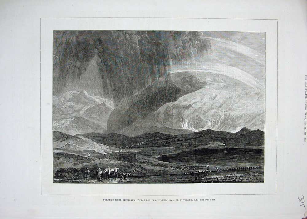 Antique Old Print *0318 1880 Turner'S Liber Studiorum Peat Bog Scotland Art
