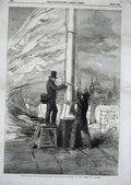 Original Old Antique Print 1856 Peace Rejoicings Royal Standard Tower London