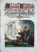 Original Old Antique Print 1855 Colour Shepherd Sheep Heavenly Angel Gilbert