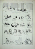 Original Old Antique Print 1890 Louis Wain Dogs Shoes Man Comedy Sketches 19th