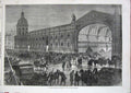 Old Antique Print 1870 Meat Market Smithfield Sale Horses Food Fine Art 19th