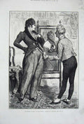 Original Old Antique Print 1880 Barnard Gentleman Mirror Costume Servant 19th