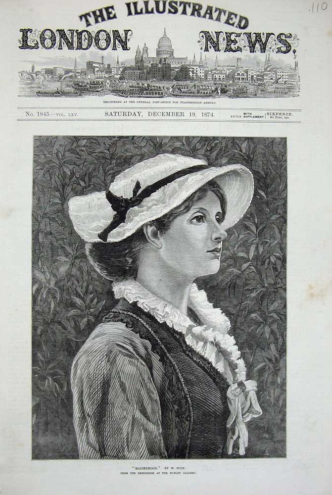 Original Old Antique Print 1874 Maidenhood Dudley Gallery Young Women Fine Art