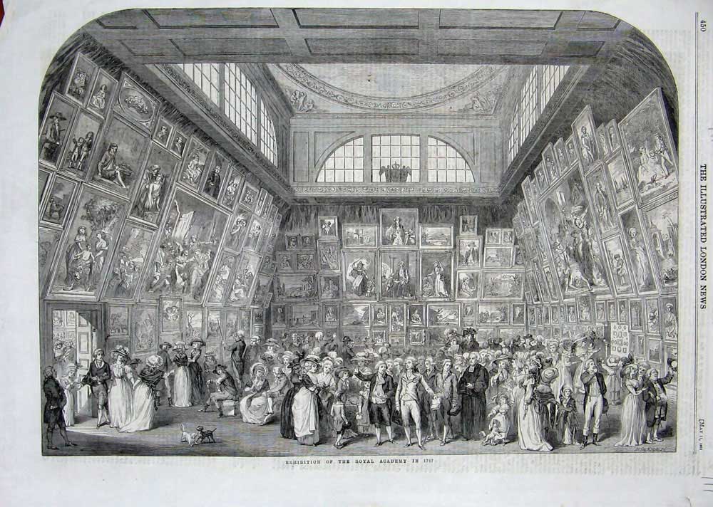 Old Antique Print Exhibition Royal Academy Art Paintings Portraits 1861 19th