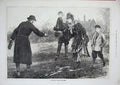 Original Old Antique Print 1874 Country People Muddy Field Hopkins Victorian