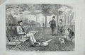 Old Antique Print 1871 Rotten-Row October Children Policeman Man Smoking 19th