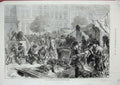Original Old Antique Print 1874 Market Donhofs-Platz Berlin Germany Street Sale