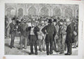 Original Old Antique Print 1874 Liverpool Cotton Market Men Meeting Fine Art