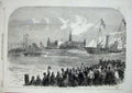 Old Antique Print 1864Prince Wales Denmark Yacht Osborne Elsinore Harbour 19th