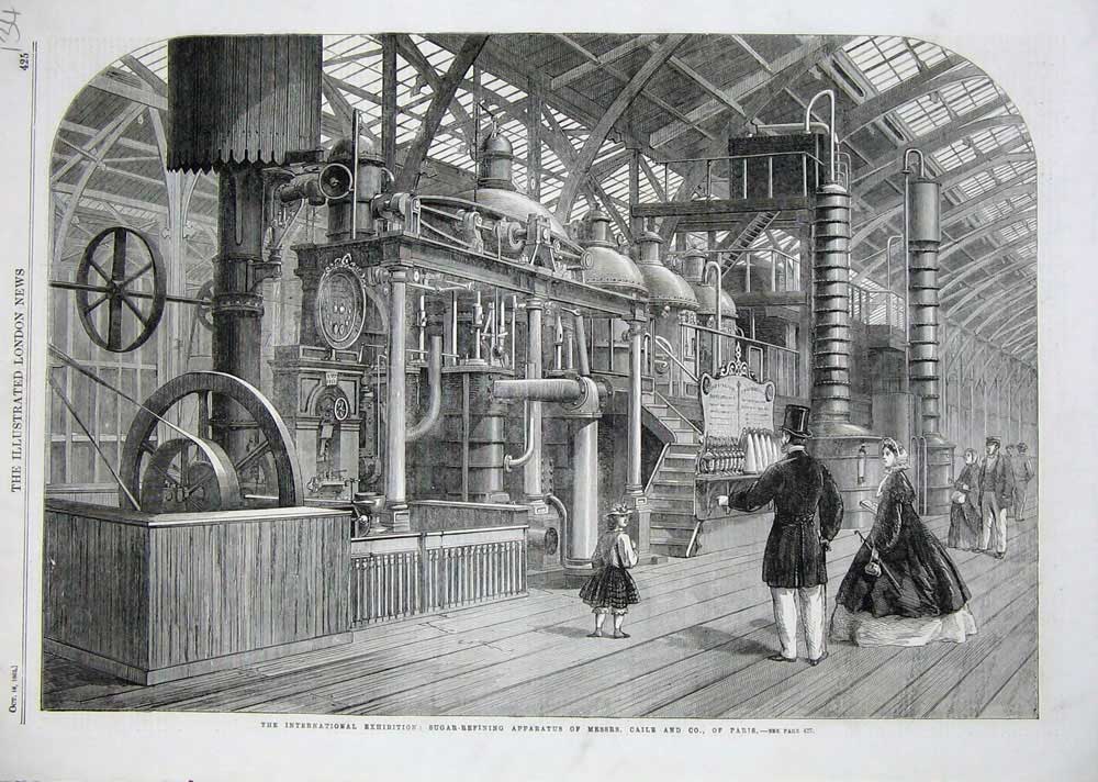 Old Antique Print 1862 Sugar Refining Apparatus Caile Paris Manufacture 19th