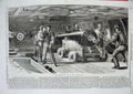 Old Antique Print Gun Practice H.M.S Brilliant Ship War Navy Sailors 1860 19th