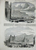 Old Antique Print Scott Monument Edinburgh Holyrood Palace 1851Abstainers 19th