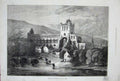 Original Old Antique Print 1871 Jedburgh Abbey Scott Centenary Architecture Art