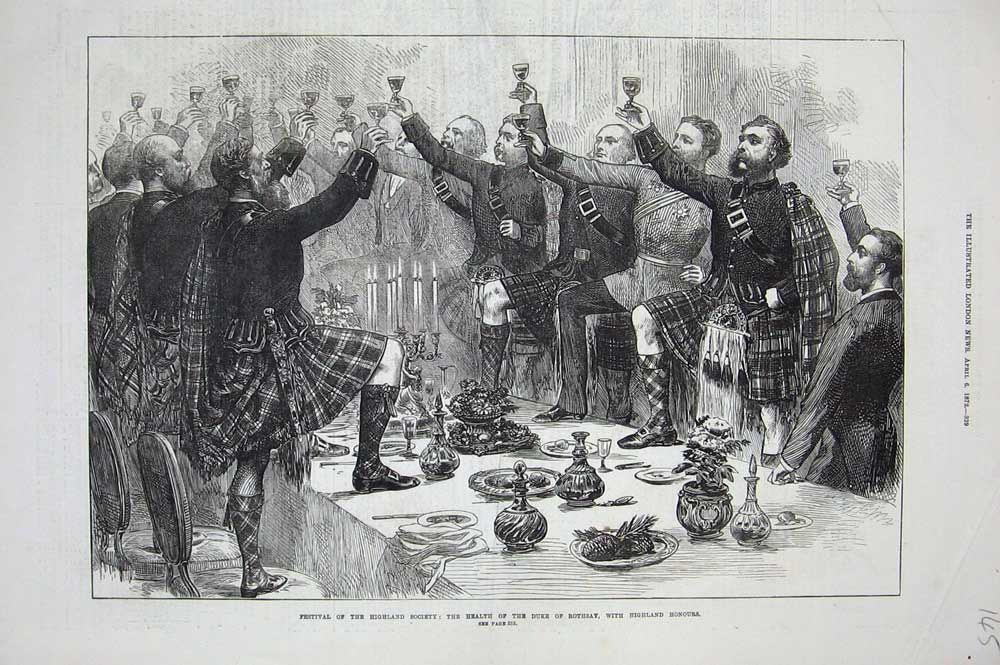 Original Old Antique Print 1872 Duke Rothsay Festival Highland Society Scotland