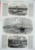 Old Antique Print 1862 Herring Fishing Wick Harbour Dunbar Fife Scotland 19th