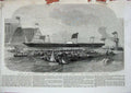 Old Antique Print 1855 Queen Ship Yacht Victoria Albert Dockyard Pembroke 19th