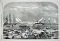 Original Old Antique Print 1854 Embarkation Ships Cattle Trieste Auxiliary Army