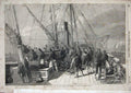 Old Antique Print 1855 Gun Practice H.M. Boat Ship Starling War Sailors 19th