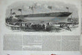 Original Old Antique Print Launch Himalaya Screw Steam Ship Blackwall 1853 Art