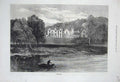 Old Antique Print 1871 View Abbotsford Lake Boat Trees Architecture Art 19th