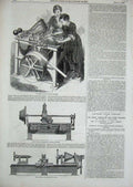 Old Antique Print 1851 Parr Curtis Deley'S Lathe Machine Envelope Planing 19th