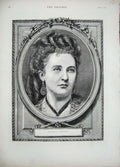Original Old Antique Print 1874 Portrait Arabella Goddard Lady Woman Victorian