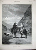 Original Old Antique Print Louis Guy Fine Art 1879 Man Horses Dogs Country 19th