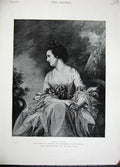 Original Old Antique Print 1893 Portrait Kitty Fisher Charles Butler Art 19th